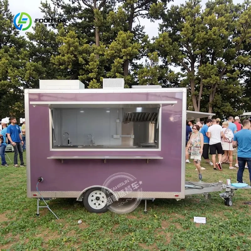 

New Mobile Food Trailer Ice Cream Hot Dog Food Truck Pizza Coffee Camper Van 24 ft BBQ Cart Fully Equipped with Full Kitchen