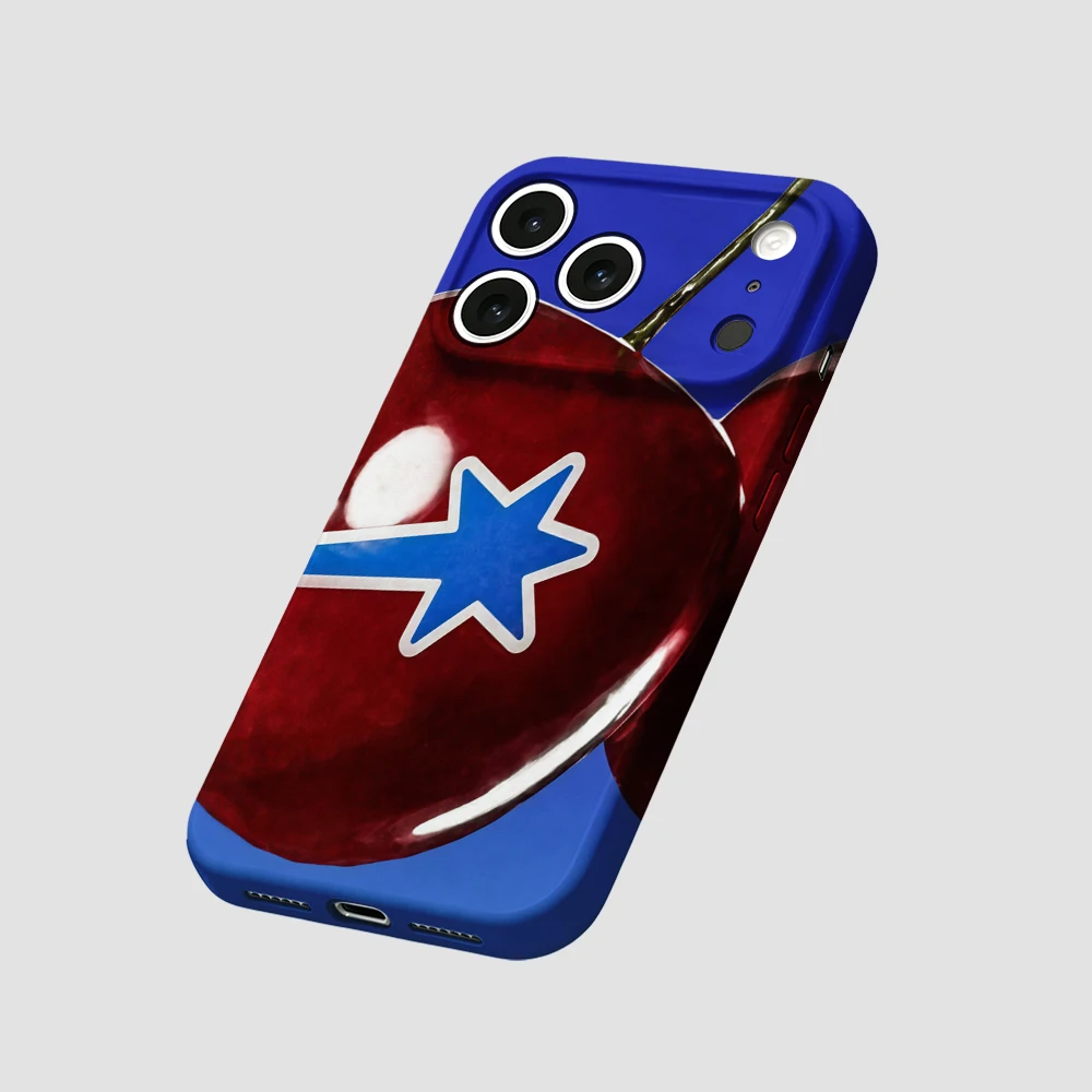 Red Cherry Blue Star Phone Case For iPhone 17 16 15 14 13 12 11 Pro Max Air 16e 7 8 Plus XS Max X XR Hard PC Bumper Cover - view 6