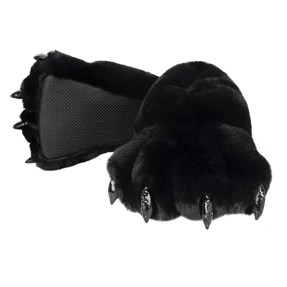 Furry Animal Claw Paw Slippers for Adults Unisex Cozy Plush Slippers Fun Costume House Footwear Novelty Bear Paw Slipper