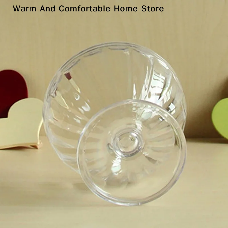 250ml Clear Plastic Salad Bowl for Dessert Mill Shake Goblet Glass Embossed Ice Cream Cup Transparent Creative Salad Plate Party