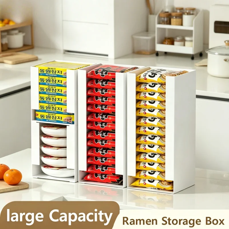Caja de Almacenamiento para Ramen Coreano, Organizador de Tazas de Fideos Instantáneos, Pañuelos y Mascarillas Faciales, Contenedor de Almacenamiento Multifuncional para Mesa