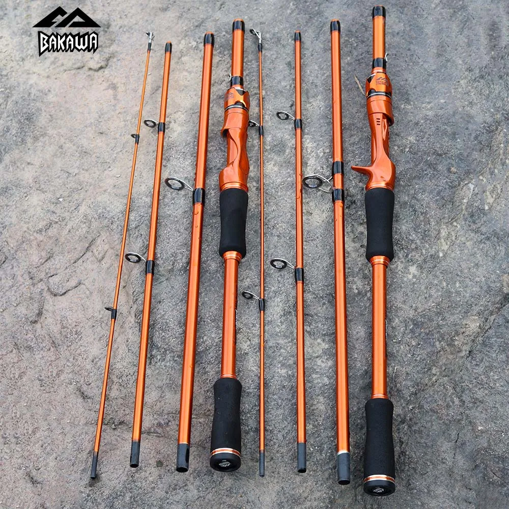 

BAKAWA Casting Spinning Fishing Rods 1.8M 2.1M 4 Section UltraLight Travel Portable Lure Feeder Pole Pesca EVA Handle Tackle