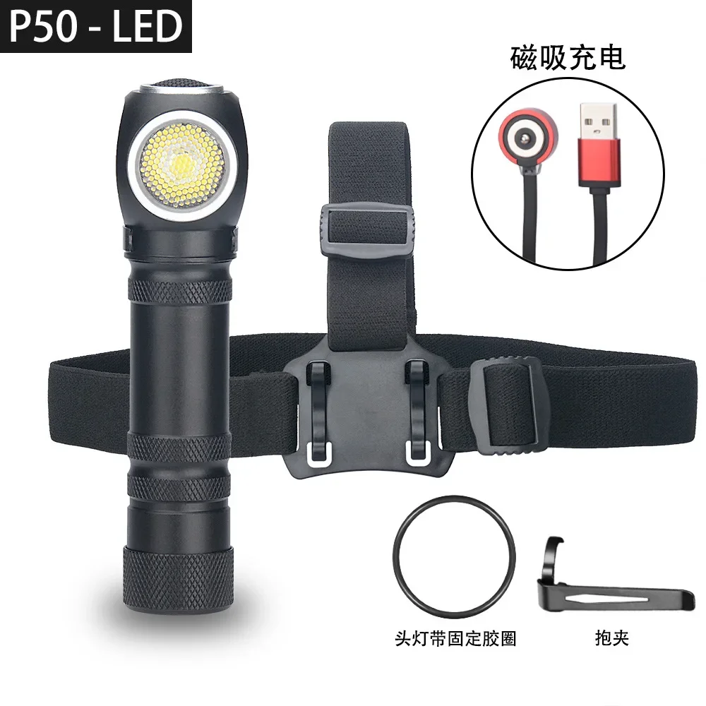 Strong Light LED Lighting Portable Multi-Function Flashlight Headlight Dual-Purpose Built-in Battery Magnetic Charging