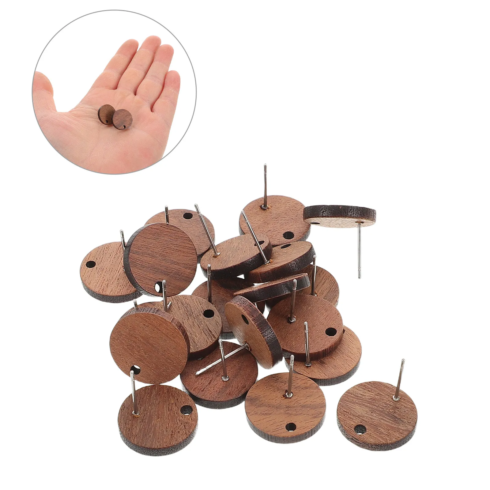 20Pcs Wood Earring Findings Round Flat Natural Wood Blanks DIY Jewelry Making Components Lightweight Circle Pendants for Craft