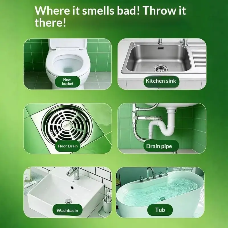 30/50Pcs Odor Removal Sewer Cleaner Scented Gel Airs Freshener For Sinks Drains Gel Water Film Soluble In Water Kitchen Bathroom