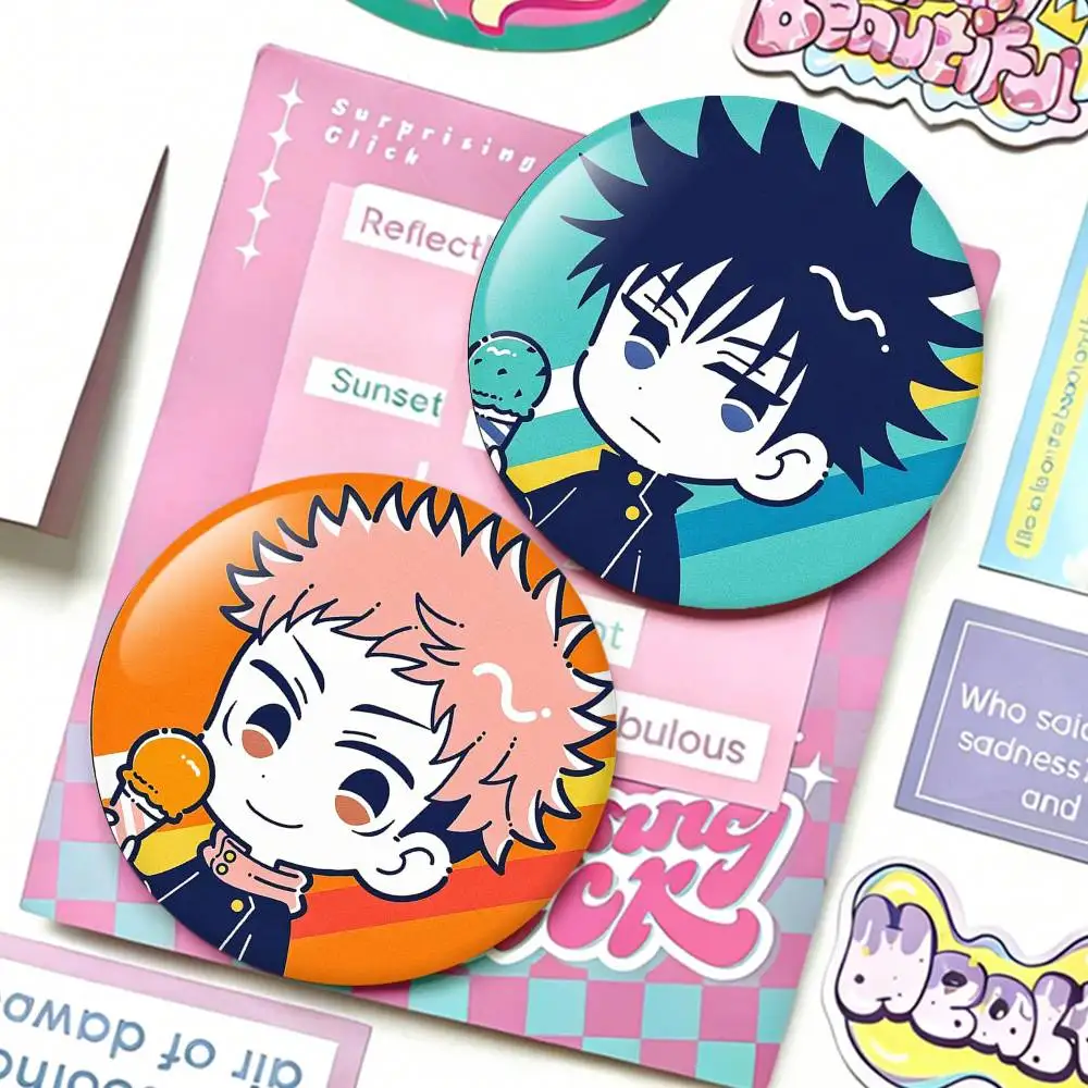 Anime J-Jujutsu Cartoon G-Gojo S-Satoru Y-Yuji I-Itadori Badges 25 32 44 58 75 mm Round Fans Collect Friends Gifts Brooch