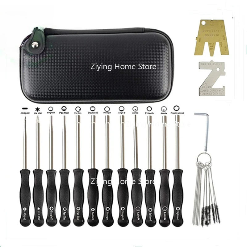 

Carburetor Special Screwdriver 12-piece Set Black Leather Box with Brush Idle Speed Adjustment Screwdriver