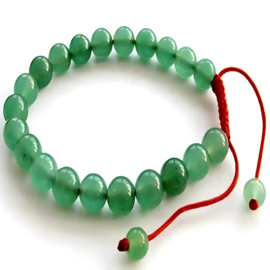 

Natural Green Aventurine Beaded Bracelet Adjustable Red Cord Luck & Prosperity Healing Crystal Jewelry for Women