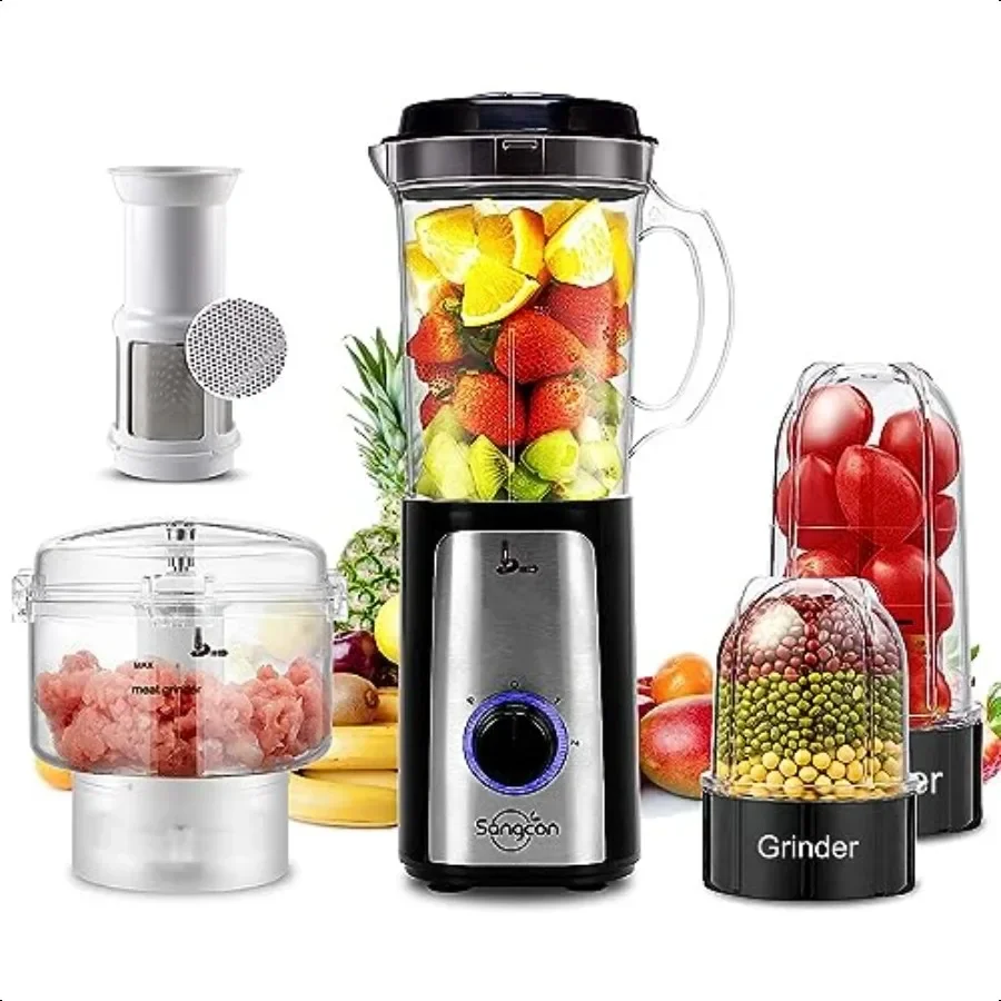 

5 in 1 Blender and Food Procor Combo for Kitchen Small Electric Food Chopper for Meat and Vegetable 350W High Speed Blenders wi