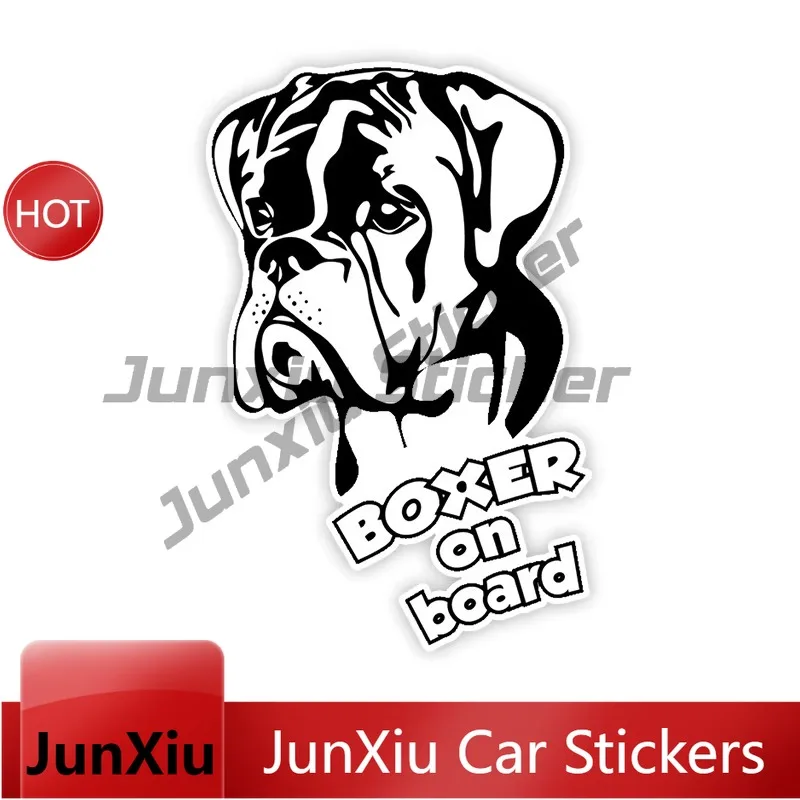 Car Sticker Cartoon Lovely Dog Boxer on Board Automobiles Accessories PVC Decal