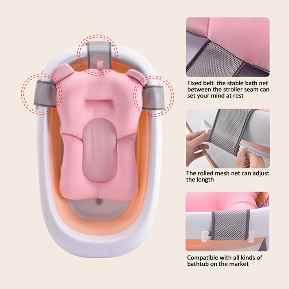 Baby Shower Bath Tub Pad Non-Slip Bathtub Mat Newborn Safety Security Bath Support Cushion Animal Soft Pillow Care Accessories view 4