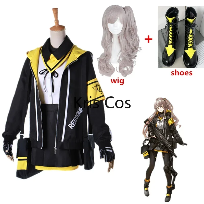 

FC6Anime Game Girls Frontline Ump45 Cosplay Costumes Uniform Full Sets include jacket+shirt+skirt+Wig+bags+gloves+Accessori@FC8！