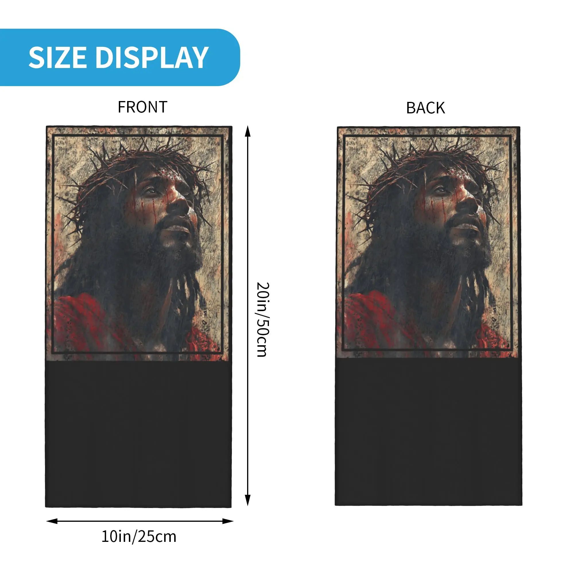 Portrait of Jesus Crown of Thorns Bandana Neck Gaiter Balaclavas Wrap Scarf Cross Christian Headband Multi-use Outdoor Adult