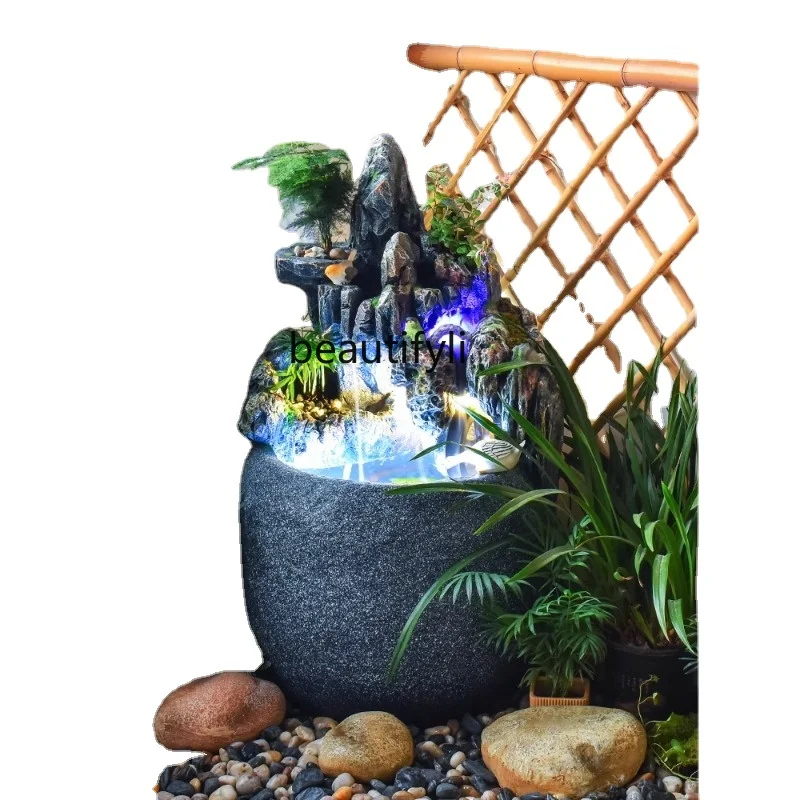 Artificial Mountain and Fountain Decoration Courtyard Circulating Water Landscape Balcony Ecological Fish Tank