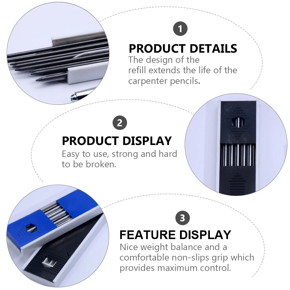 

2 Sets Drawing Professional Pencil Carpenter Lead Mechanical Pencils for Office