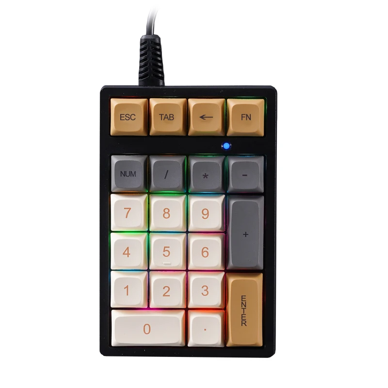 21 key Wired Mechanical Numeric Keypad with Multi-color Lights and Blue Switch Suitable for Finance, Business, Laptop Users