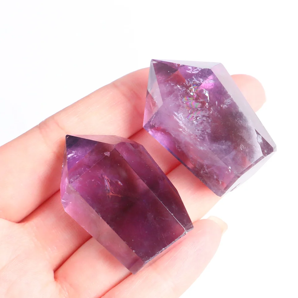 

Mineraali 35mm Natural Uruguay Amethyst Tower Energy Gems Therapy Crystal Hexagon Prism Point Dark Purple Quartz Wand Home Decor