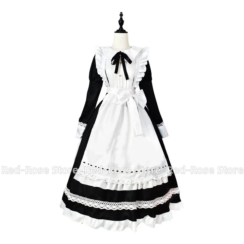 Vestido gótico de Lolita para mujer, traje de princesa de escenario para fiesta, disfraces de Anime, delantal, traje de mucama, vestidos Kawaii de Lolita con lazo grande, 2022