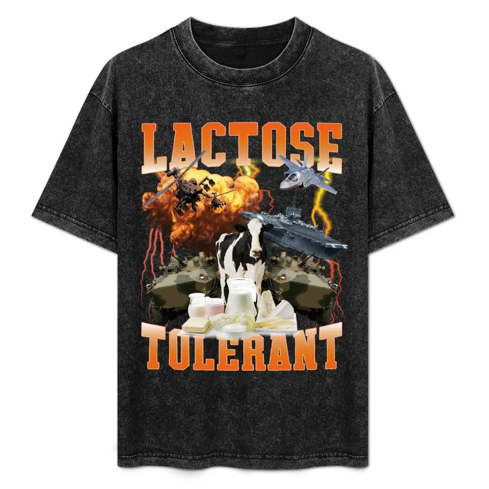 

Lactose Tolerant Meme Sarcastic Trendy Funny T-Shirt Big Size Short Sleeve Casual Top