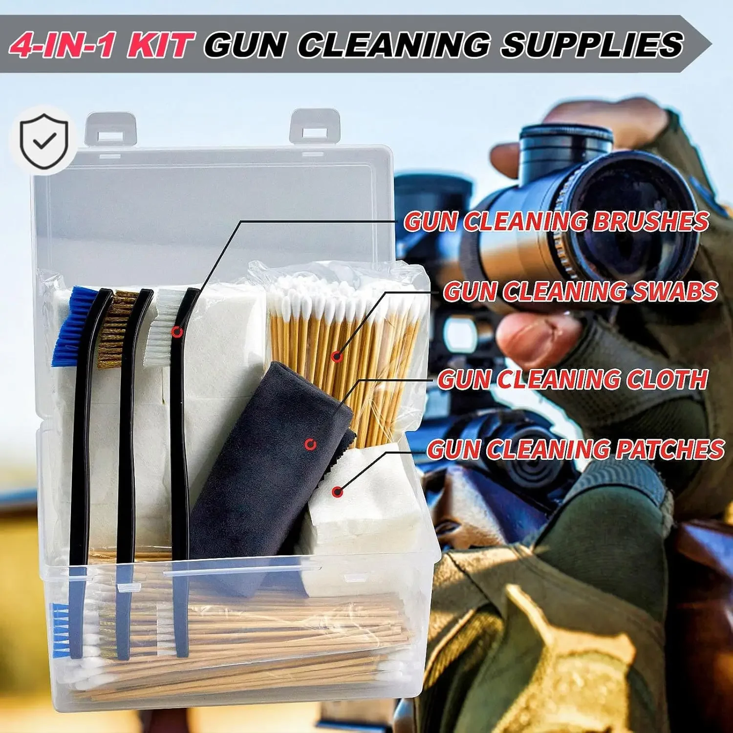 2'' Gun Cleaning Patches 6” Pistol Cleaning Cotton Swab Maintenance Tool Cleaning Cloth Double-Ended Cleaning Brushes