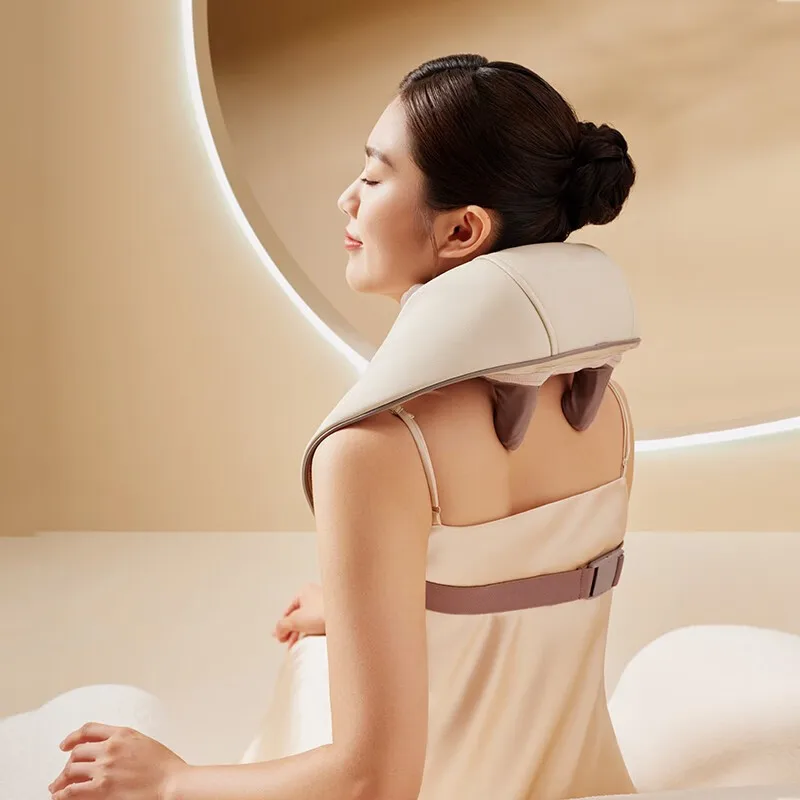 Mini Neck Back Lumbar Massage Pillow,Kneading Relaxer for Trapezius,Long Battery Life Easy-Clean Portable Design for Pain Relief