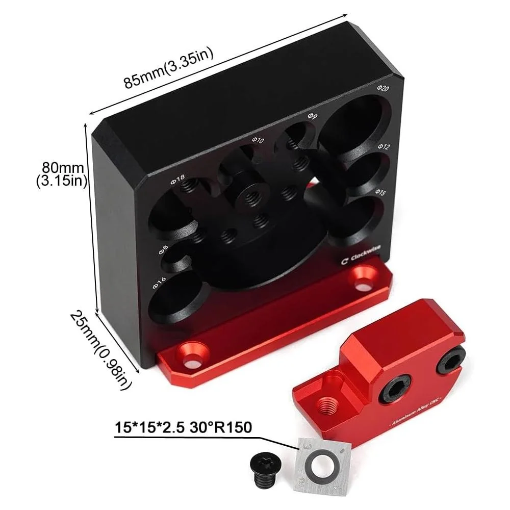 Adjustable Round Bar Drilling Milling Tool with Carbide Inserts 8-20mm 8 Holes Electric Woodwork Tenon Cutter Drill