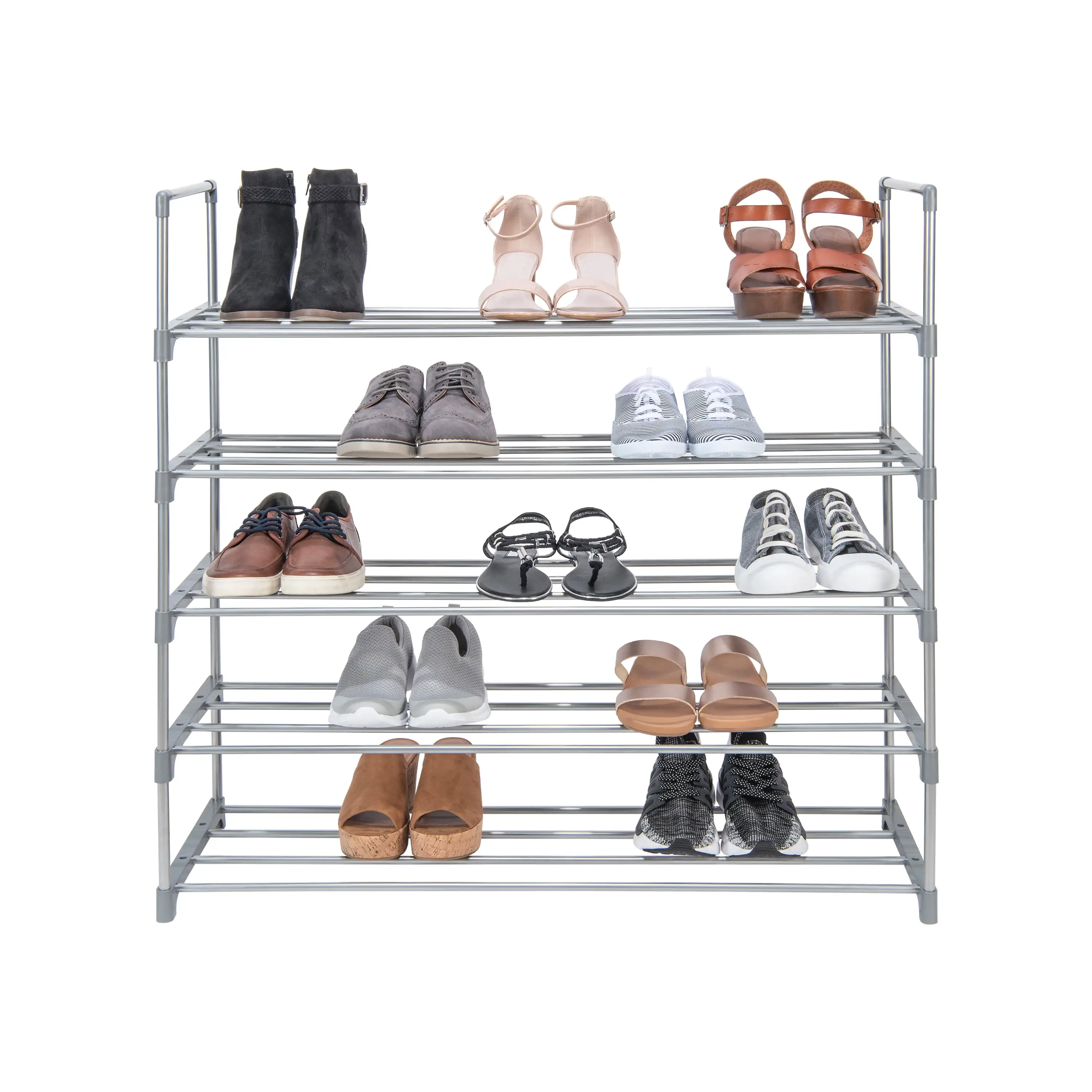 

Simplify 5 Tier Stackable 20 Pair Shoe Rack, Grey