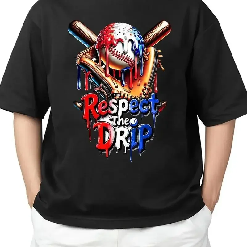 Rot-Weiß-Blaues Baseball-Eiscreme-T-Shirt für Erwachsene, Größe S bis 4XL