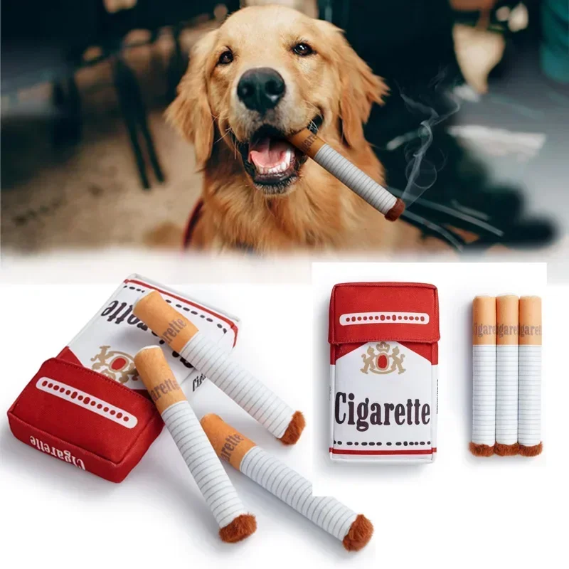 Dog Toys Creative Cigarette Interactive Giggles Dog Toys Funny Plush Chewing Toy Cigaret Box Interactive Plush Pet Dogs Gifts