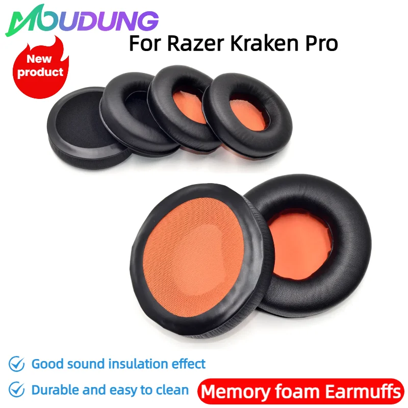 

MOUDUNG Replacement Protein skin memory foam Earpads For Razer Kraken Pro Earmuffs Ultra-soft Sponge Cushion Cover Headphone