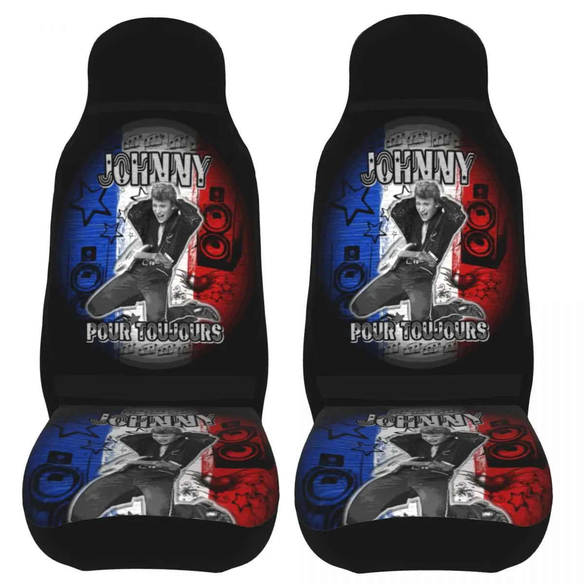 Johnny Hallyday Forever Universal Car Seat Cover Protector Interior Accessories Travel Rock Music Seat Covers Polyester Fishing