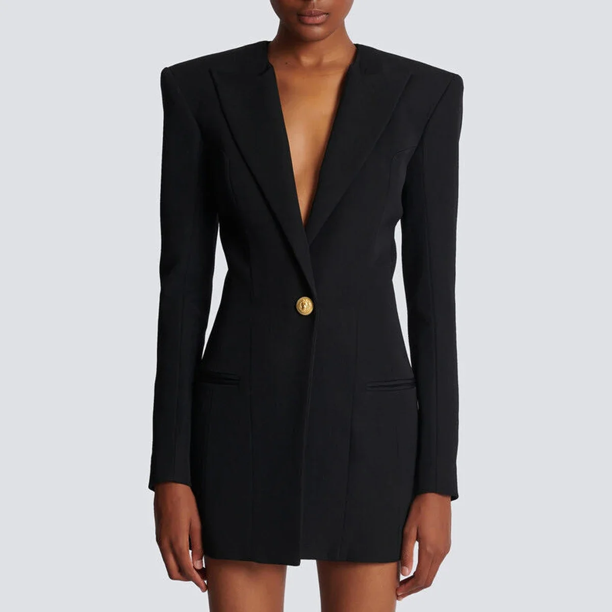 Women Solid Color Slim Fit Suit Coat S-XXL Polo Collar Long Sleeve Button Decor Commuter Blazer High Quality