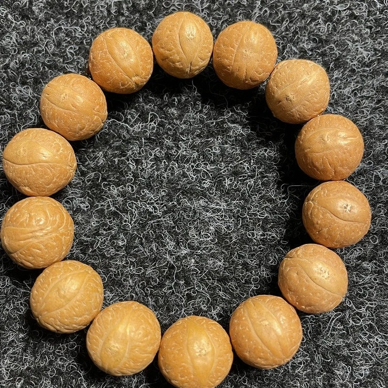 Nepal Yellow Shell Bodhi Round Buddhist Bead Bracelet, Single-Loop Original Seed Beads for Men Women, Meditation and Cu