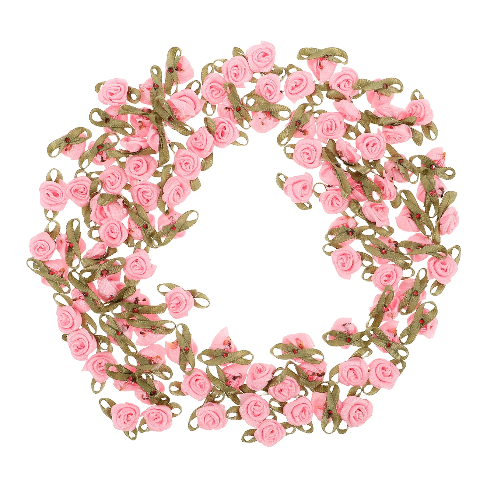 

100pcs Decorative Ribbon Roses Polyester Floral Hair Accessories Bow Appliques for Lingerie Clothing Crafts Bridal Lightweight