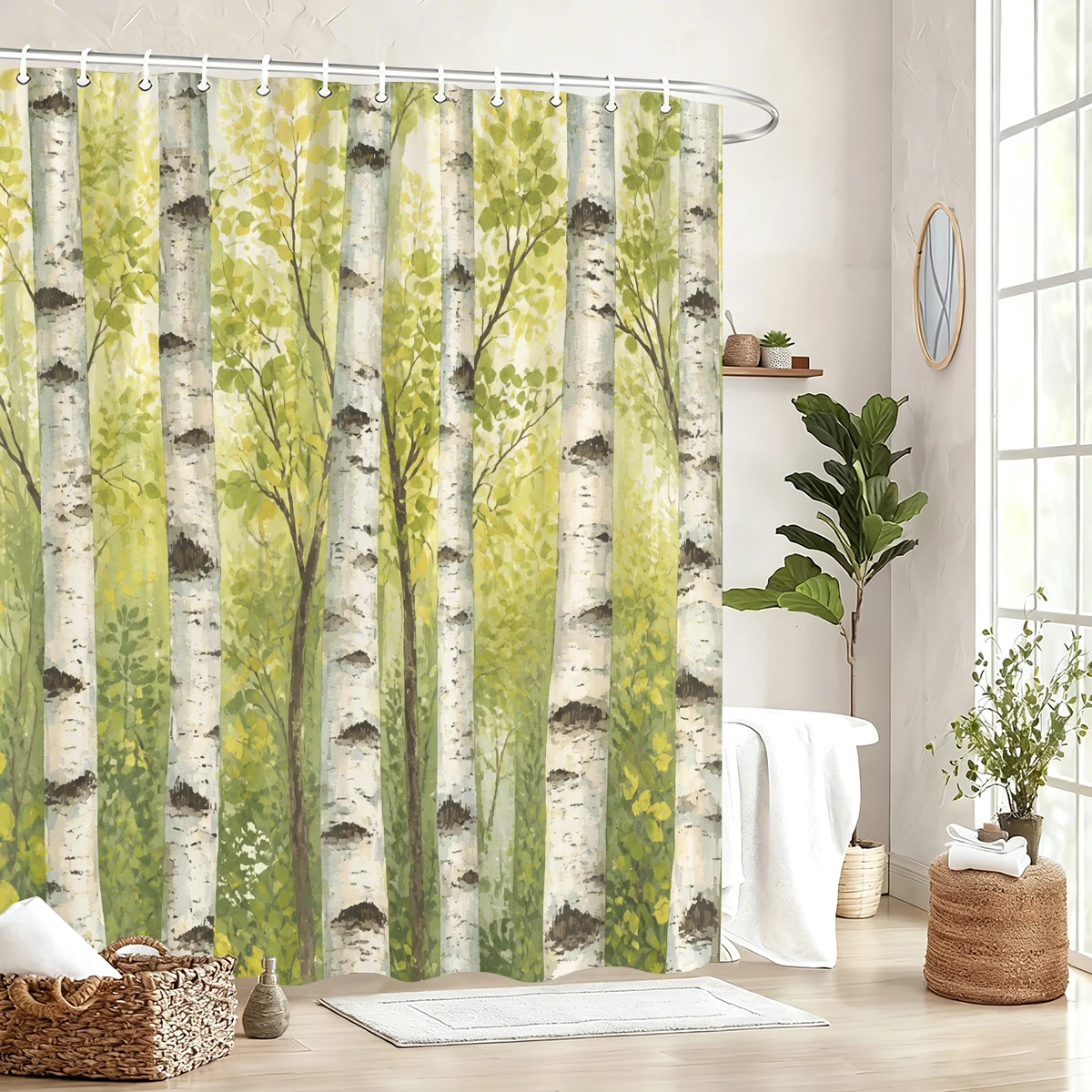 cortina-de-banheira-em-poliester-com-estampa-artistica-vibrante-estilo-boho-e-natureza-para-decoracao-de-banheiro
