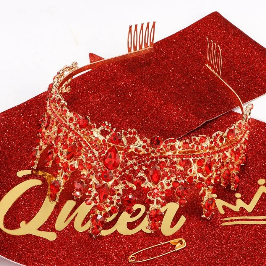 Barocke Strass-Geburtstagsköniginnen-Schärpe mit Krone, Tiara und Stirnband, Geburtstags-Schärpe mit Anstecknadel, Happy Birthday Party Dekoration – Detail 15