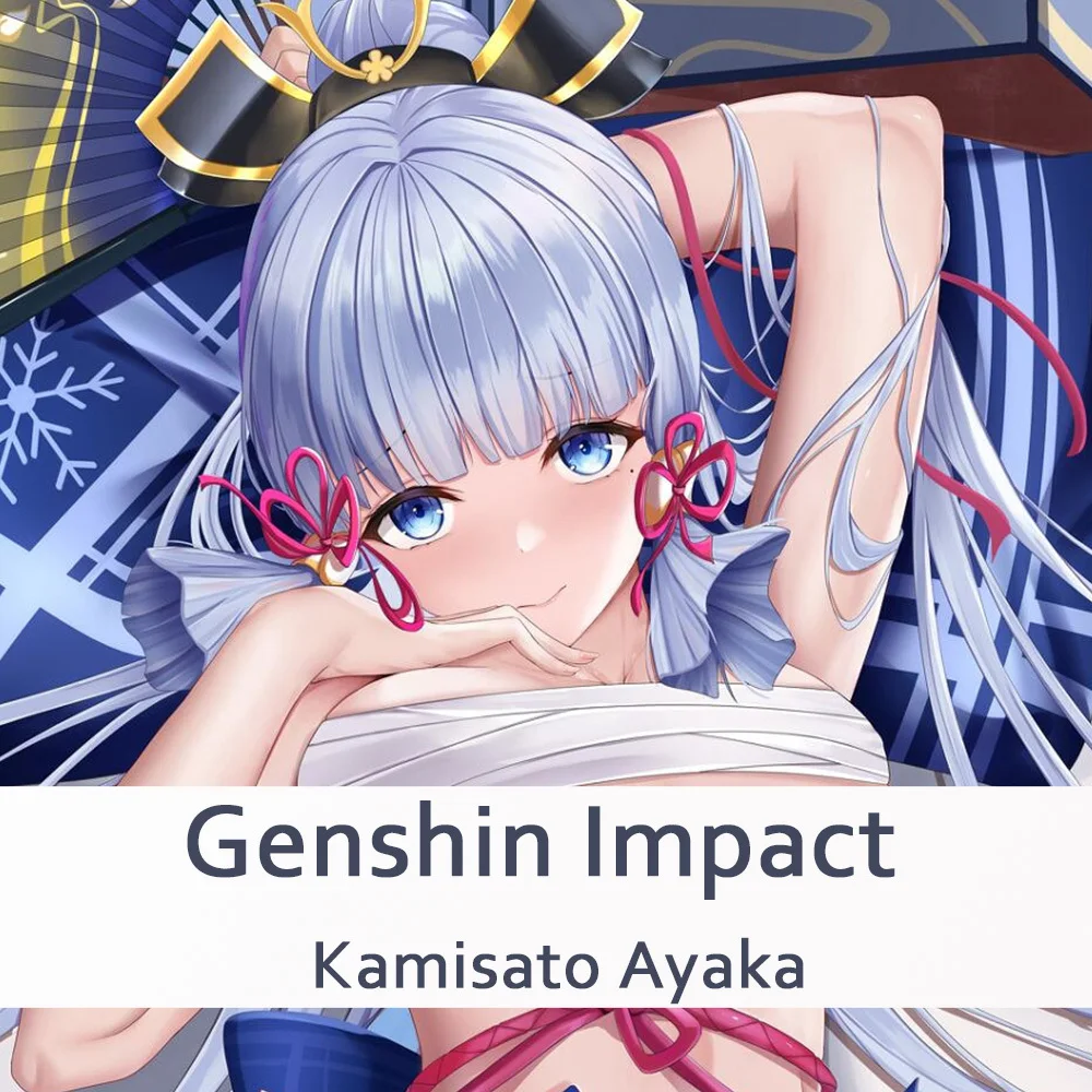 

Kamisato Ayaka Dakimakura Genshin Противоударная подушка, подушка чехол Otaku, Наволочка на все тело