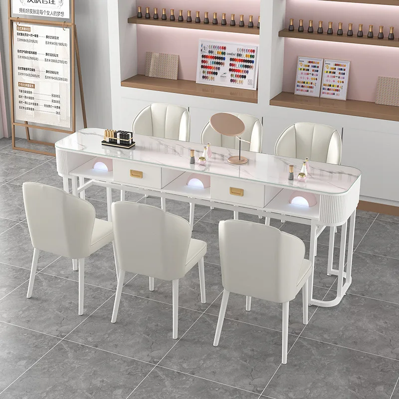 

White Accessories Hand Nail Table Manicure Glass Aesthetic Designer Nail Desk Tech Professionals Tavolo Unghie Salon Furniture