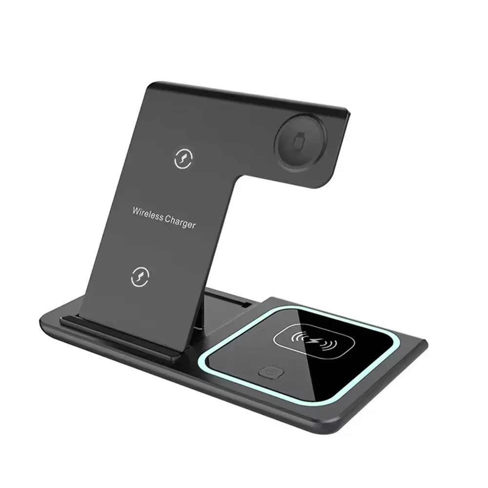 

Fast 15w Portable Foldable 3 in 1 Folding Wireless Charger Stand PD Charging Station Dock for iPhone iWatch Mobile Phone