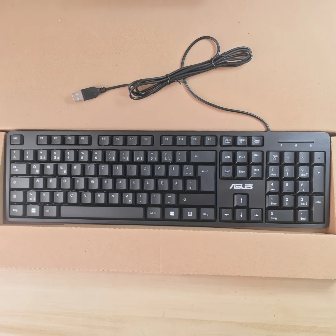 German QWERTZ layout Black USB wired keyboard For ASUS K49