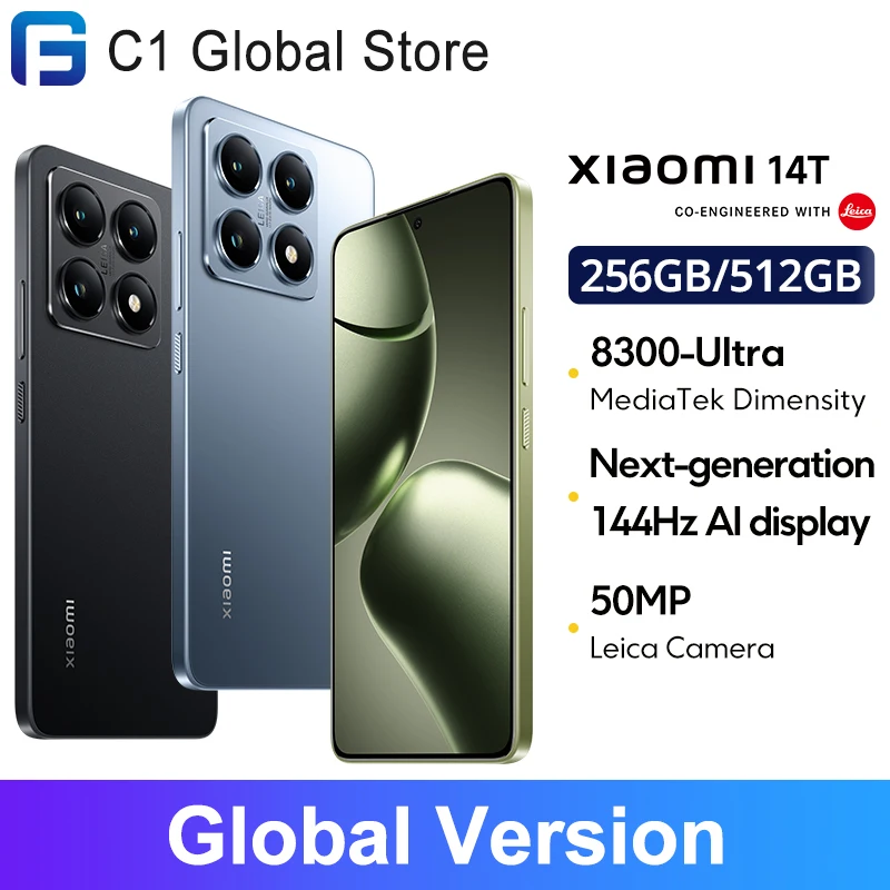 Global Version Xiaomi 14T 5G Dimensity 8300 Ultra 144Hz AMOLED AI Display 5000mAh 67W HyperCharge 50MP Leica Camera Smartphone