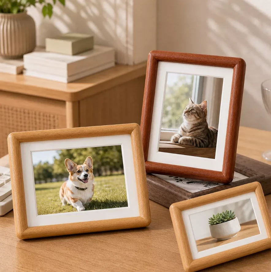 6/8 Inch Double‑Layer Rounded Corner Solid Wood Photo Frame, Couple Memorial Keepsake, Desktop & Wall Dual‑Purpose Home Decor