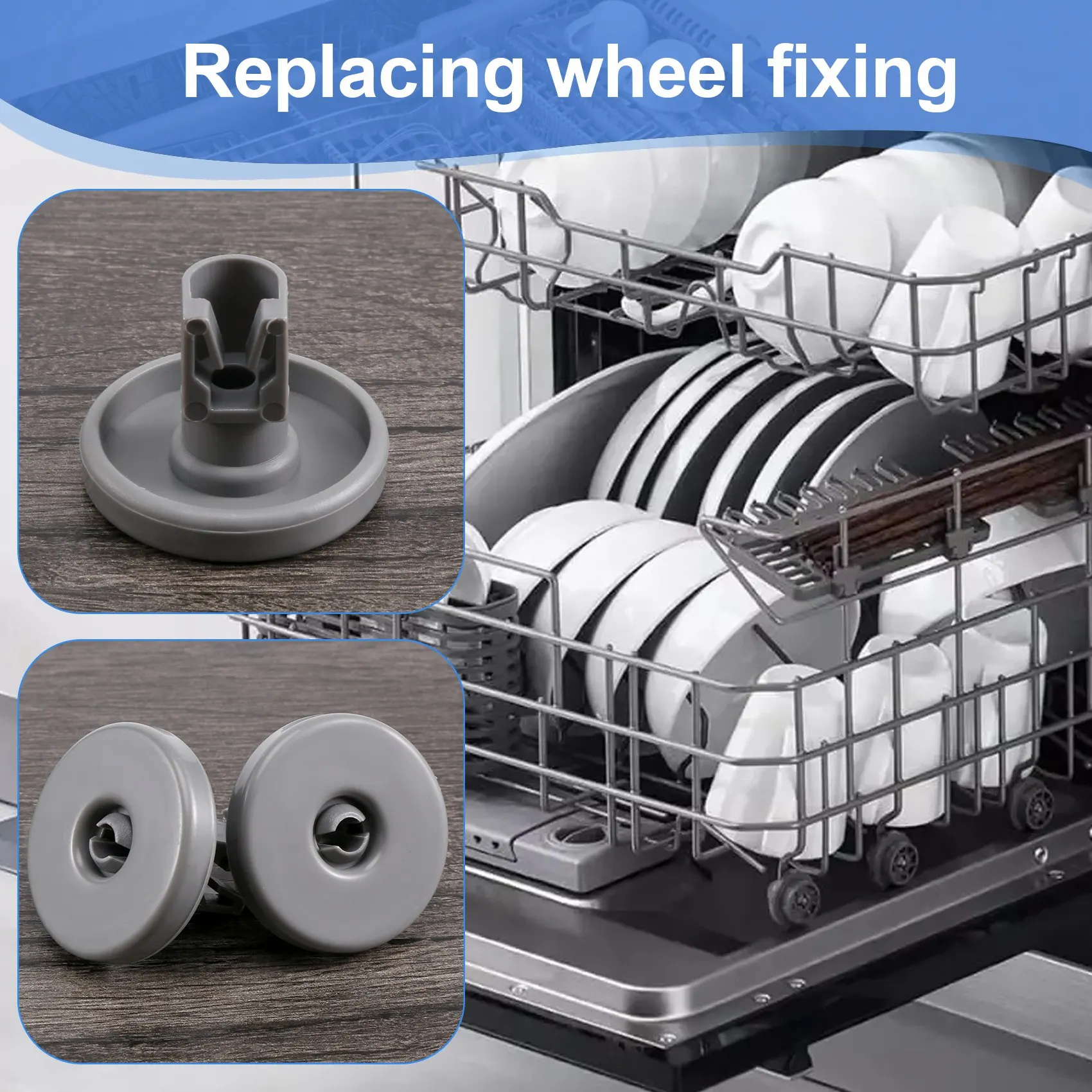 ABUD-12PCS Dishwasher Wheels Lower Basket Wheels For AEG Electrolux FAVORIT Zanussi Dishwasher Wheels