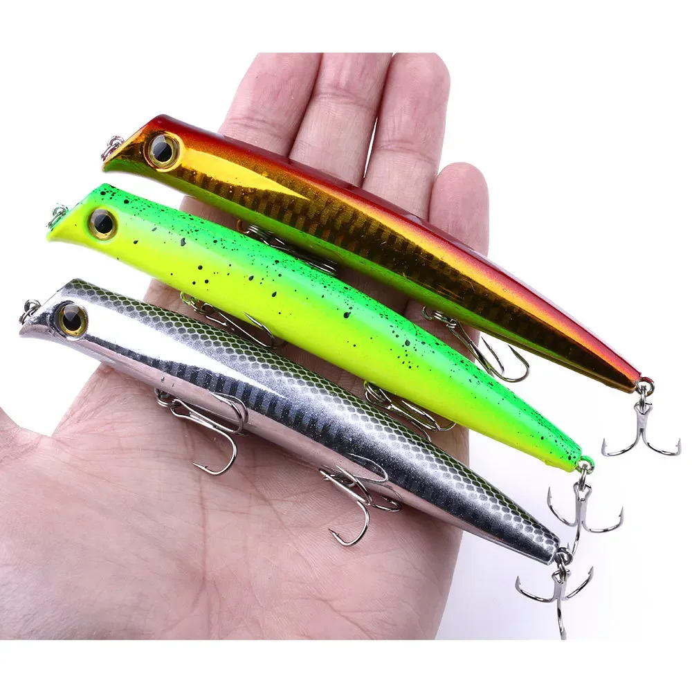 Pencil Popper Topwater Fishing Lure Surf Floating Hard Bait Swimbaits for Bass Trout Walleye Freshwater Saltwater Top Water Lure