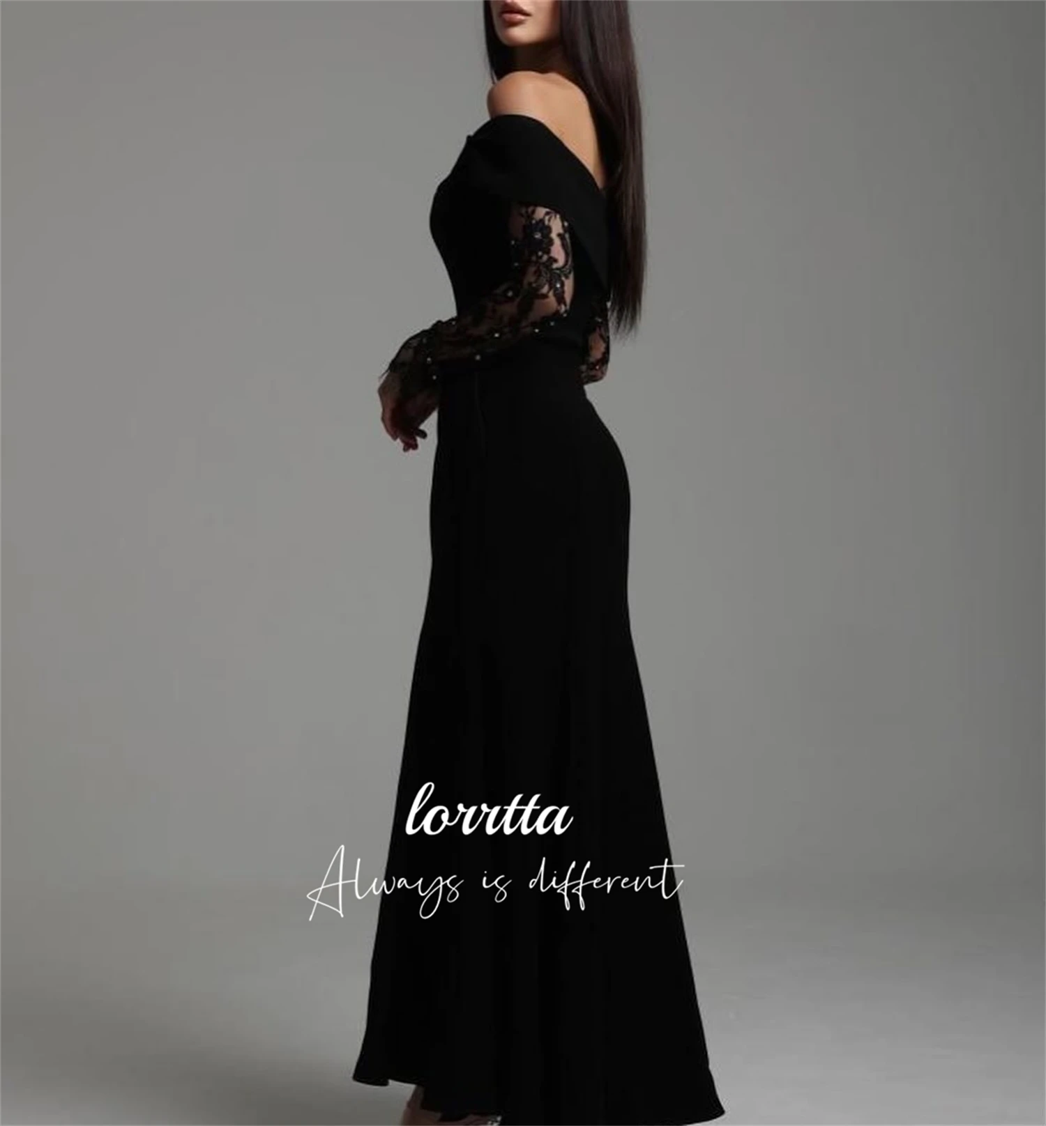 Lorrtta Customized Long Sleeves Black Evening Dress Fishtail Cut Glitter Party Dresses 2025 Women Robe Elegant Gowns Womens Prom image 2