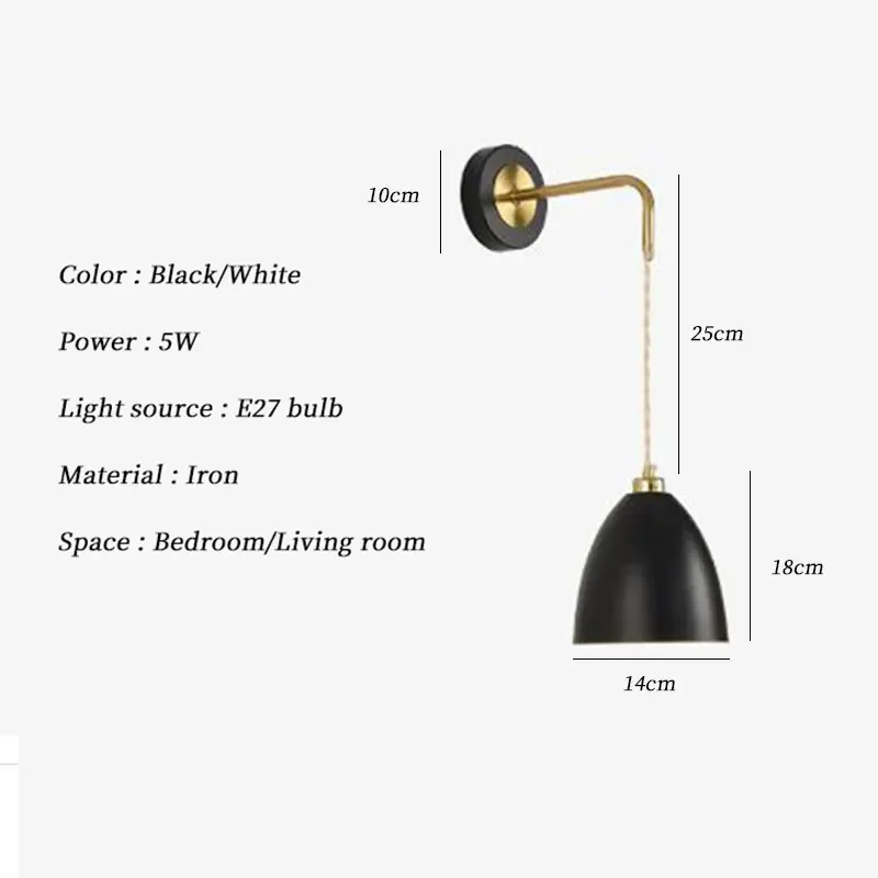 Bedroom Besides Wall Light For Living Dining Room Angle Nordic Simple Indoor Lighting LED E27 Wall Lamp Fixture Iron AC90-220V