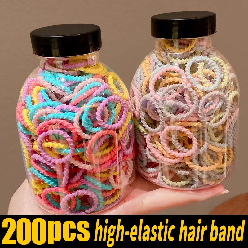 50-200pcs Girl's Colorful Elastic Hair Bands for Children Cute Small Ponytail Holder Scrunchie Rubber Ties Hair Rope Accessories