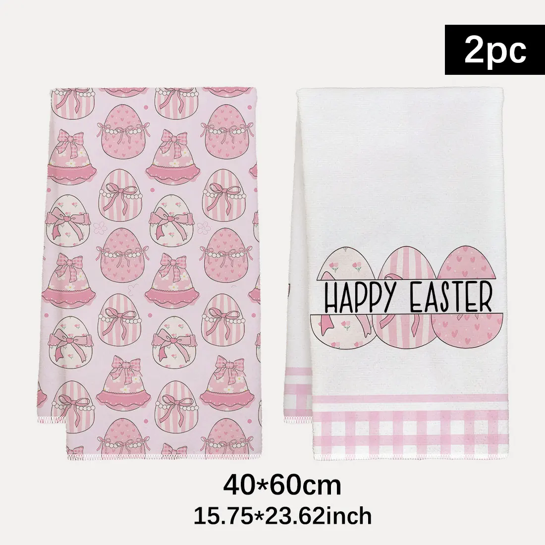 2pcs 40x60cm Easter Day Series DishCloth Tea Towel Kitchen Towels, Fresh Rabbit Tulip Carrot Heart-Shaped Easter Egg Text Gifts