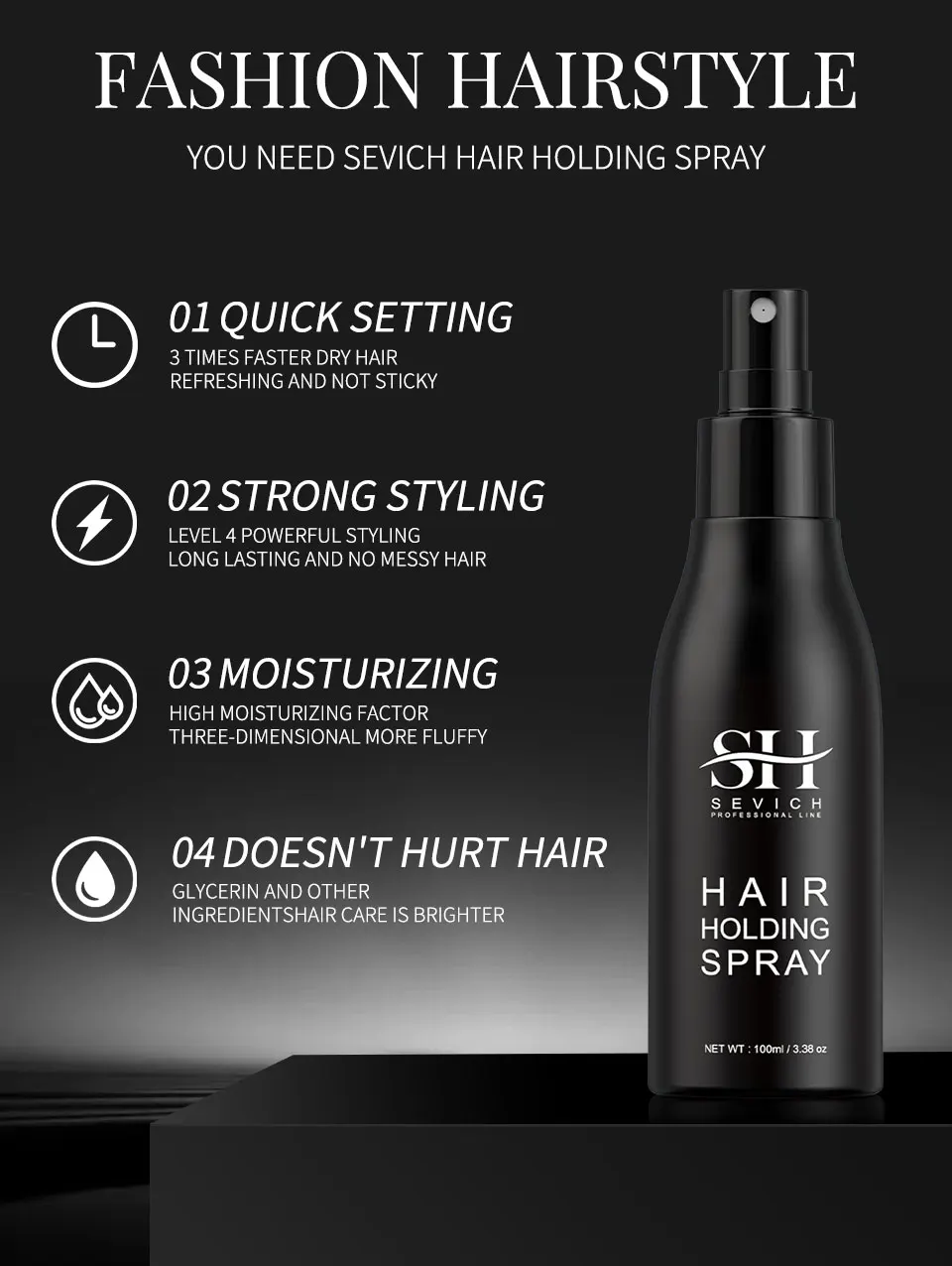 100 ml SEVICH Haarfaser-Styling-Haarhaltespray, Haarspray im neuen Stil, Verdickungsnebel für Männer und Frauen – Detail 4