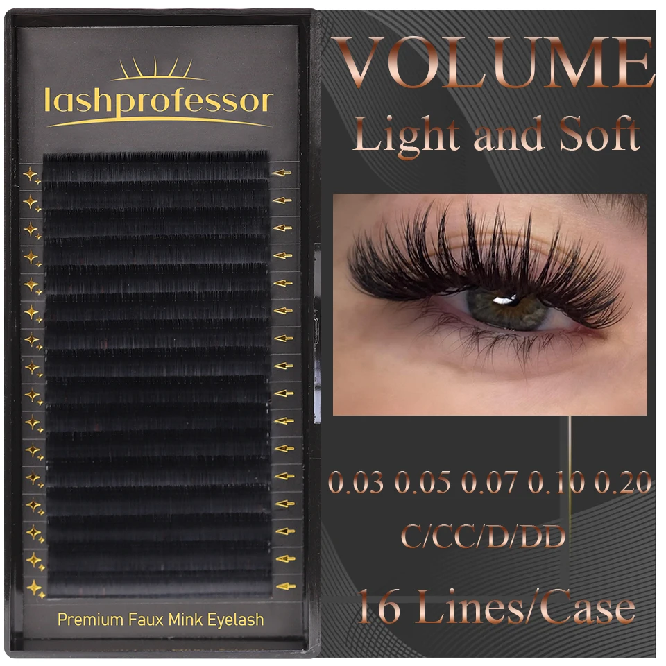 Lashprofessor All Sizes Individual Eyelash Natural Soft Russian Silk Eyelashes Faux Mink Matte Black Premium Eyelashes Extension